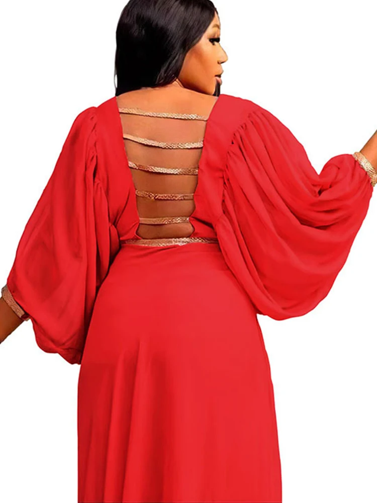 

Элегантные африканские шифоновые платья Дубай Abaya с рукавами-фонариками и открытой спиной, Марокканское длинное платье из Турции