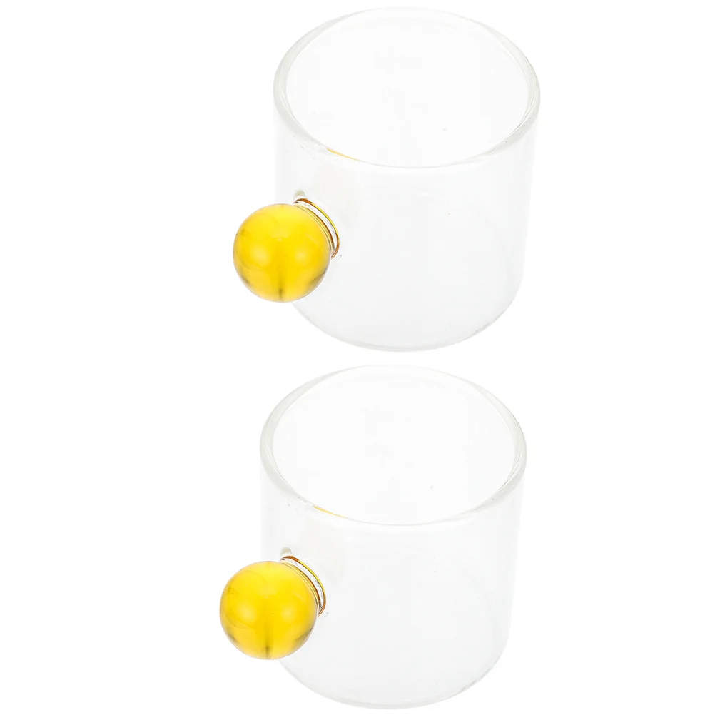 

2pcs Creative Ball Handle Cups Simple Coffee Mugs Heat-resistant Water Cup(100ML)