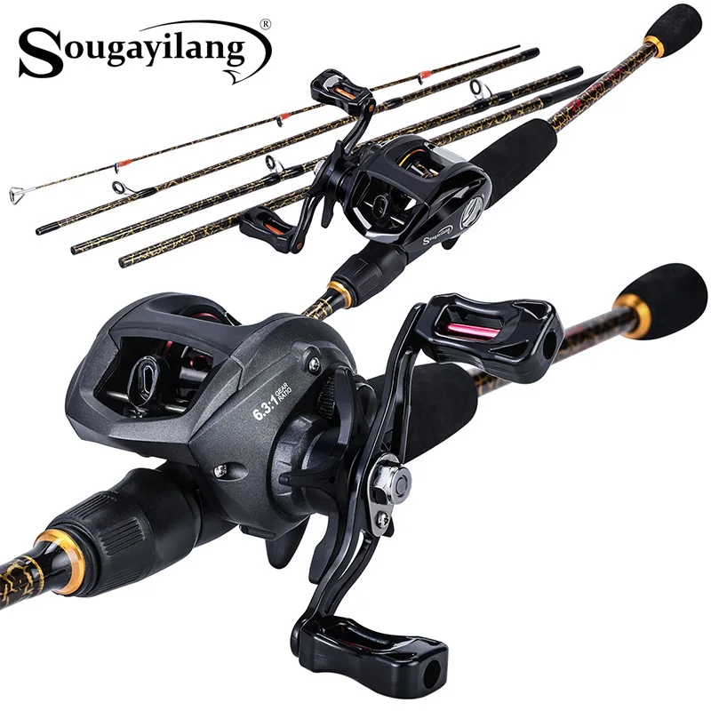

Sougayilang Portable Ultralight 1.8m 2.1m 2.4m Fishing Rod Reel Combos and 12+1BB Gear Ratio 6.3:1 Baitcasting Reel Set Pesca