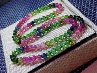 natural colorful tourmaline 3 laps bracelet 5 8mm clear round beads rainbow tourmaline women men crystal jewelry aaaaaaa