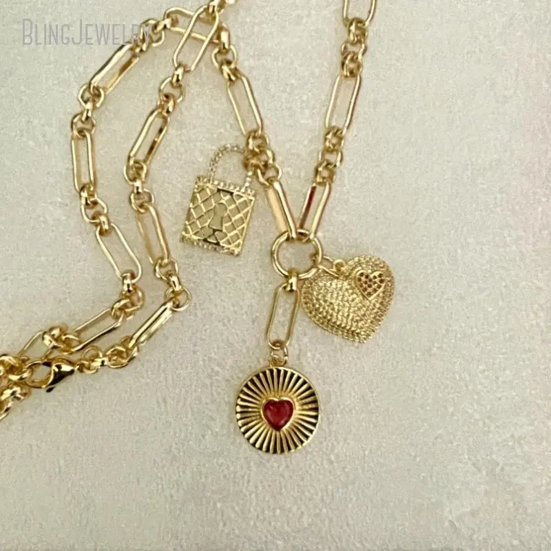 10 шт. ожерелье с несколькими подвесками специальная цепочка микро-паве сердце