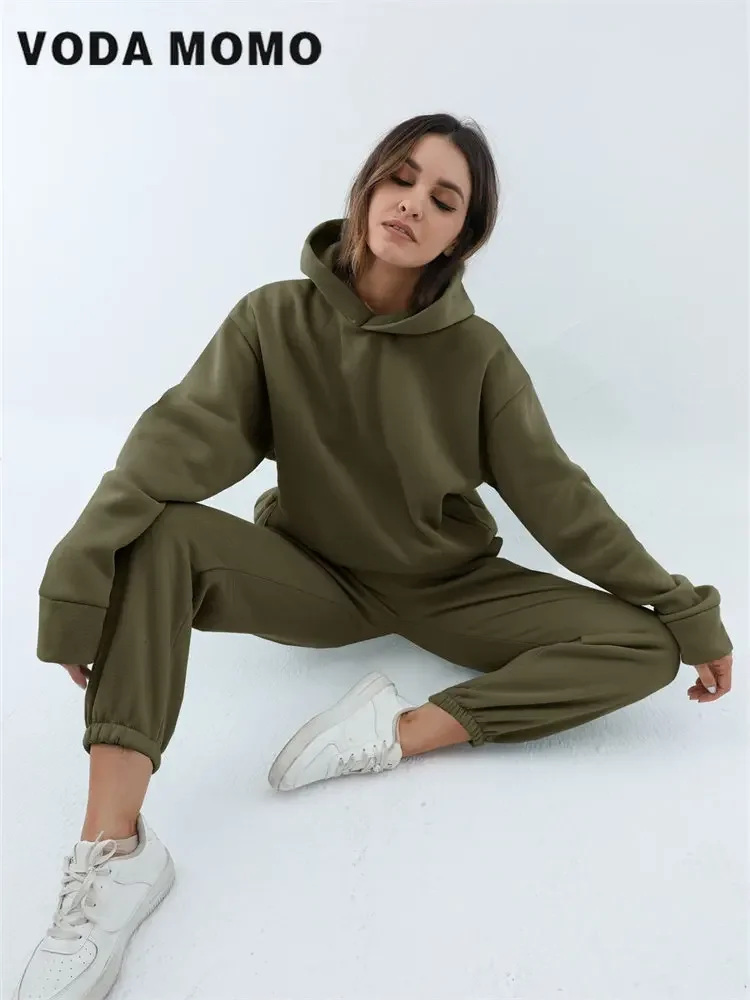 

2023 Autumn Winter Casual Solid Long SleeveJogging Woman Hoodie Set Women Two Piece Tracksuit New Outfits Elegant Female Sets