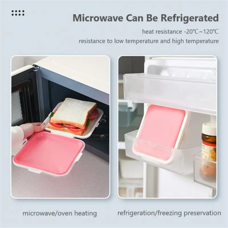 

Reusable Portable Silicone Lunch Box Microwave Lunch Box Hamburger Fixed Rack Holder For Office Students Sandwich Storage Box