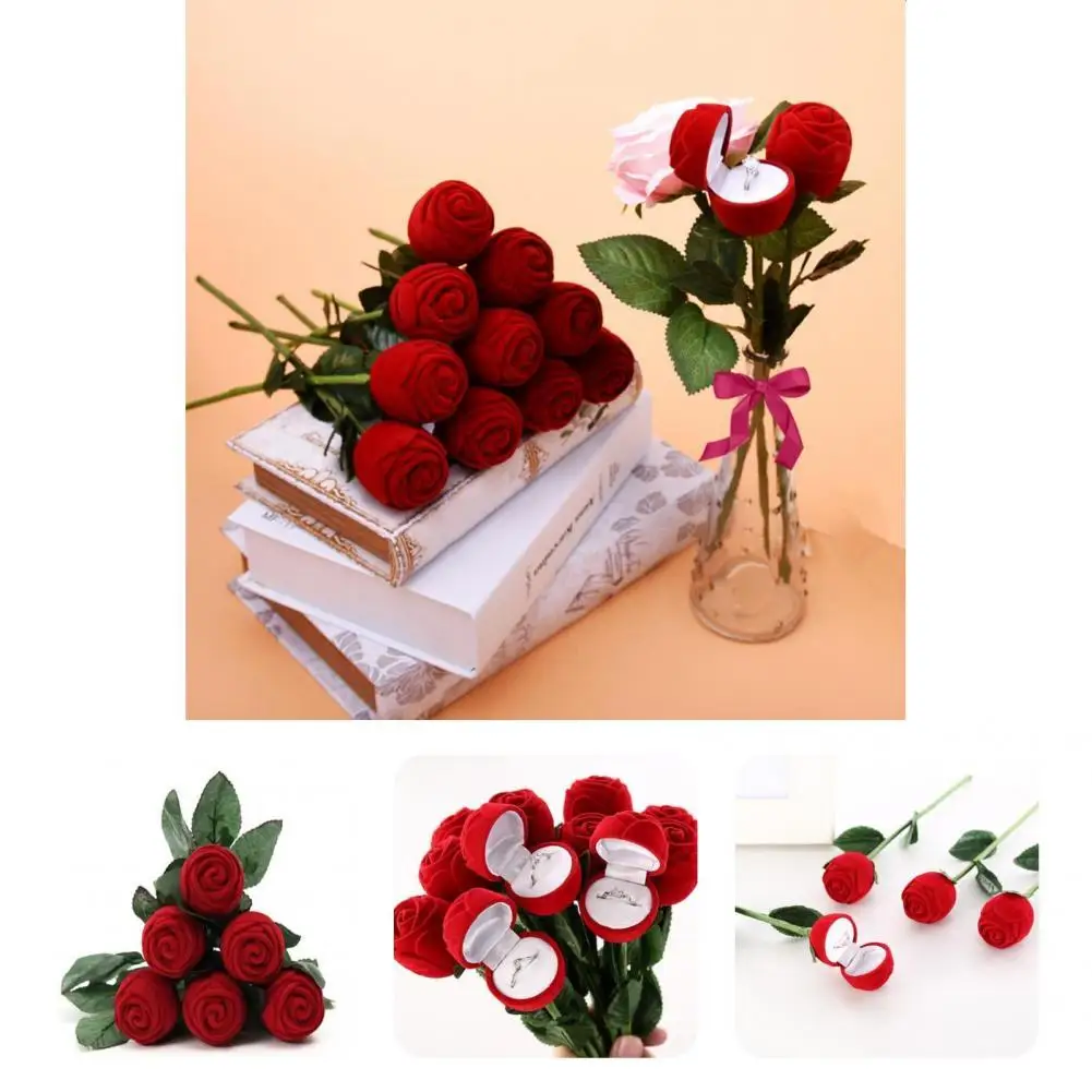 

Earring Studs Box Unique Solid Color Romantic Dust-proof Anti-scratch Ring Holder Box Wedding Supplies Ring Box Ring Box