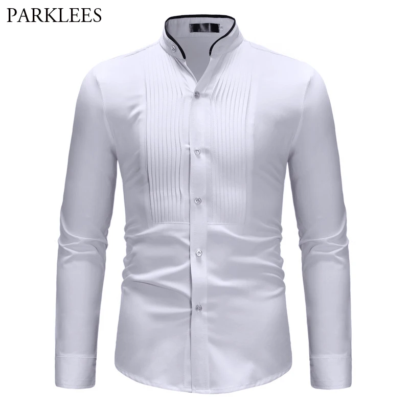 

FAKUNTN Men Shirt 2018 Fashion Slim Fit Long Sleeve White Dress Shirt Men Business Work Formal Social Shirts Male Chemise Homme