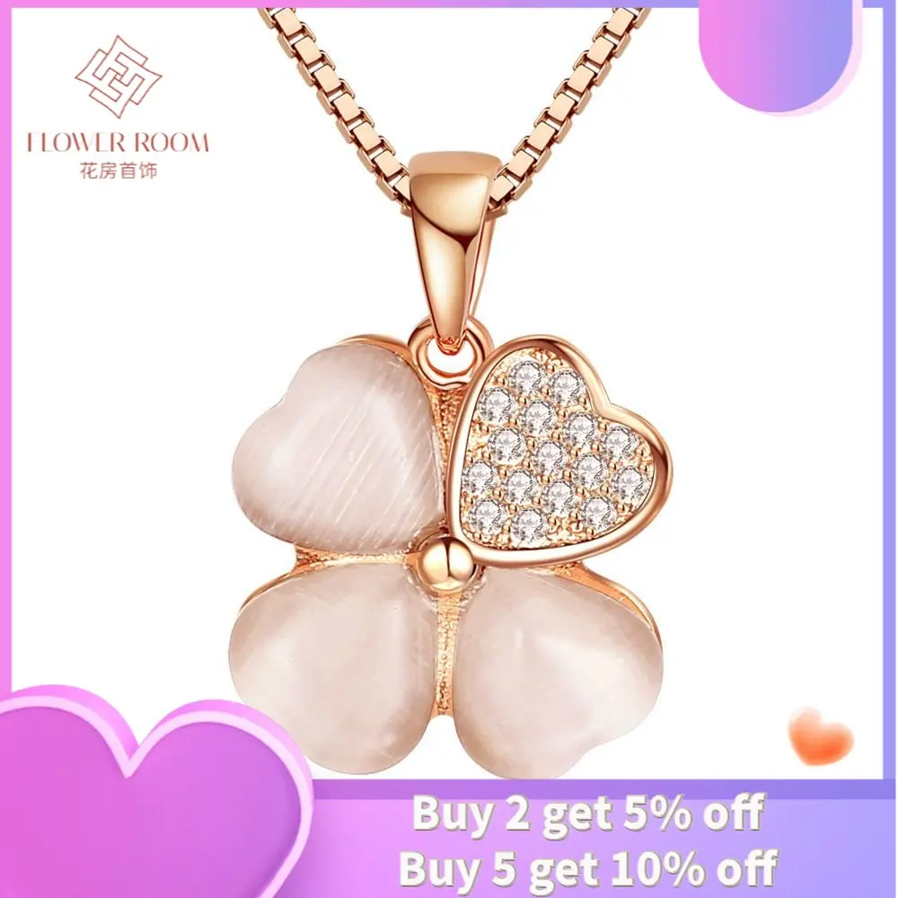 

Korean Version of Flower Leaf Grass Necklace Pendant Female Zircon Crystal Fashion Necklace Pendant Pendant Jewelry Charms