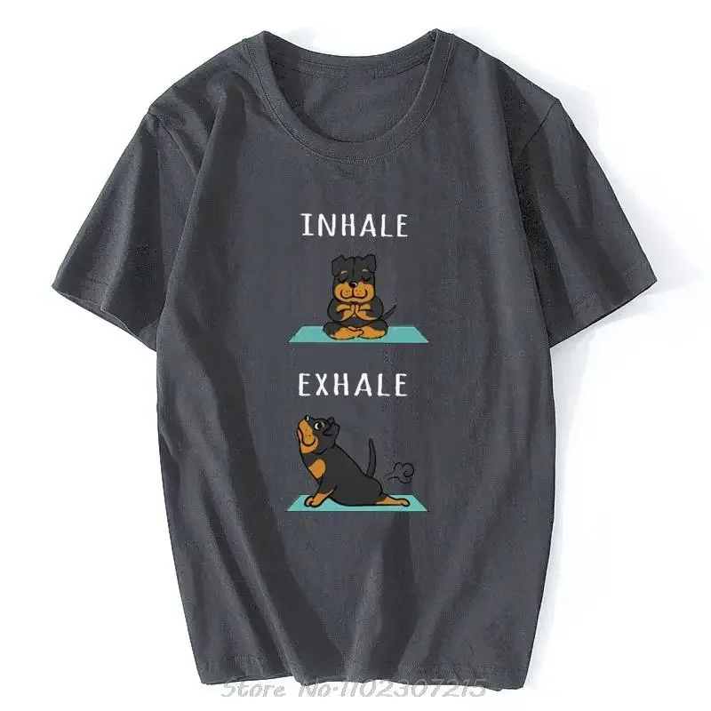Мужские футболки Rottweiler Yoga Inhale Exhale хлопковая футболка с коротким рукавом стильная