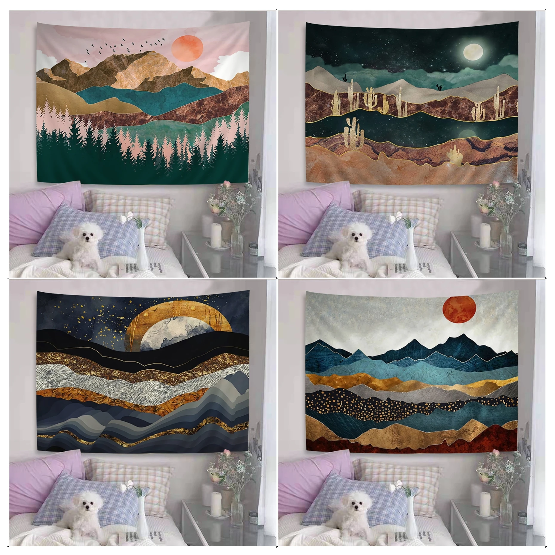 

Oil Painting Mountain DIY Wall Tapestry Cheap Hippie Wall Hanging Bohemian Wall Tapestries Mandala Wall Hanging Home Decor