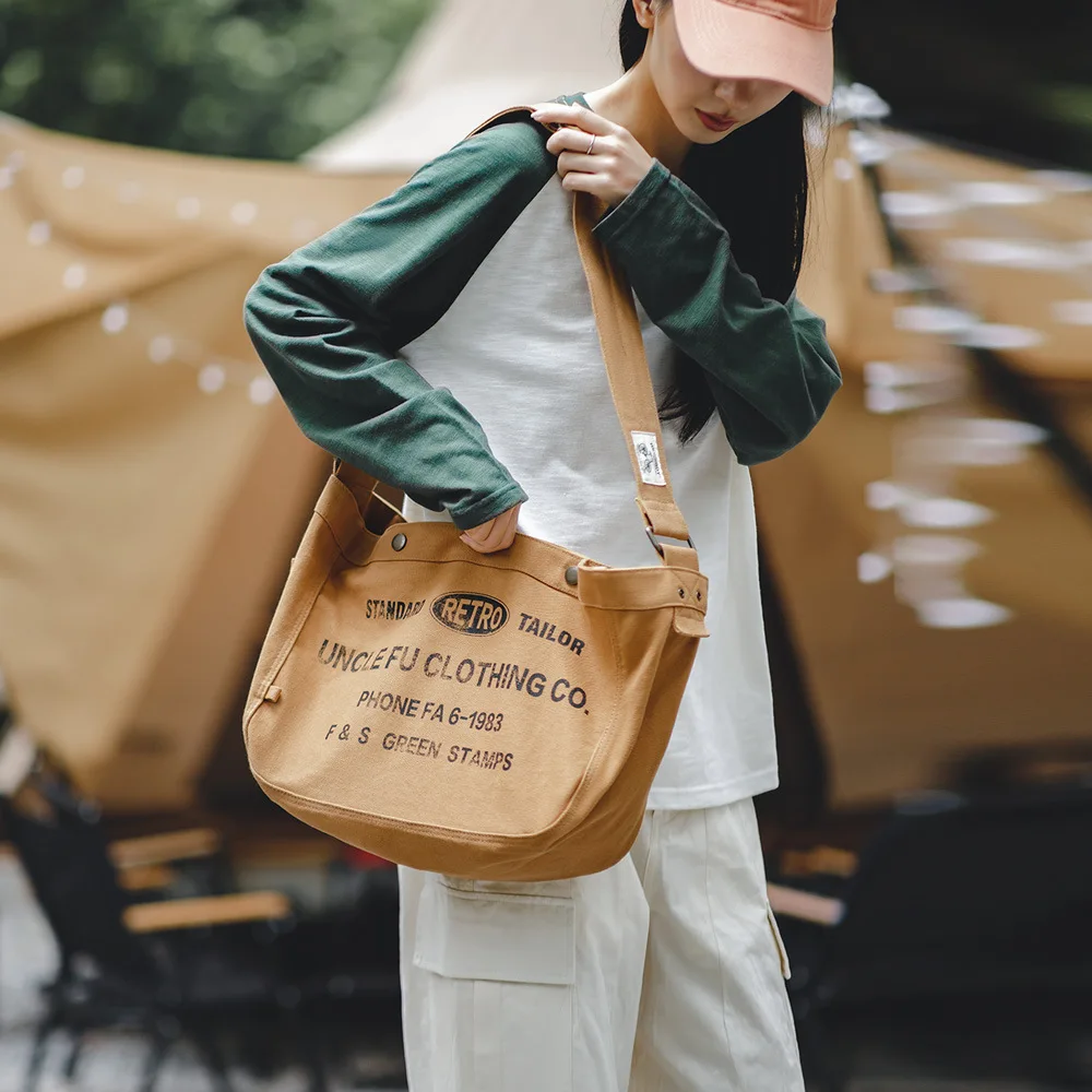 Words Print Unisex Canvas Bag For Men Retro Style Shoulder Bag For Women Casual Shopping Crossbody Phone MessagerBag