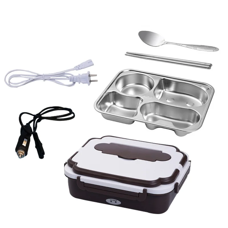 

2 In 1 Household Truck Car Electric Heating Lunch Box Stainless Steel Rice Food Insulation Container Heater 24V/12V/110V/220V
