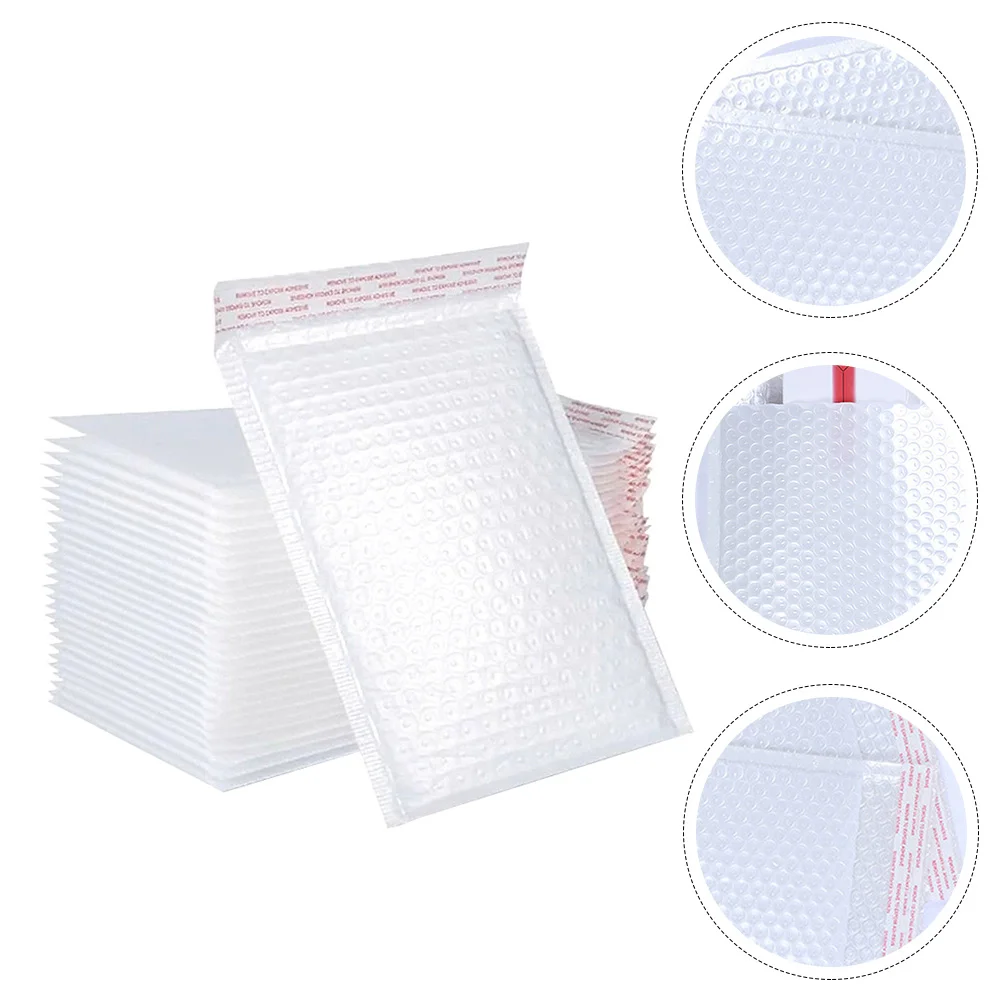 

50Pcs Practical Bubble Envelopes Bag Portable Mailing Packaging Bags (White)