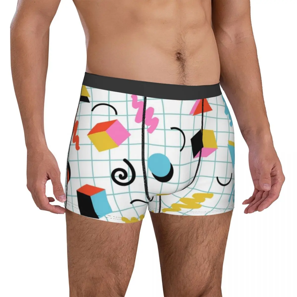 

Memphis Pattern 80s Underwear Retro Minimal Geometric Funny Panties Print Shorts Briefs 3D Pouch Men Oversize Boxer Shorts