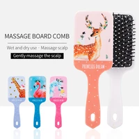 massage comb hair brush women large plate combs deer white horse pattern airbag anti static curly hair brush comb for hair