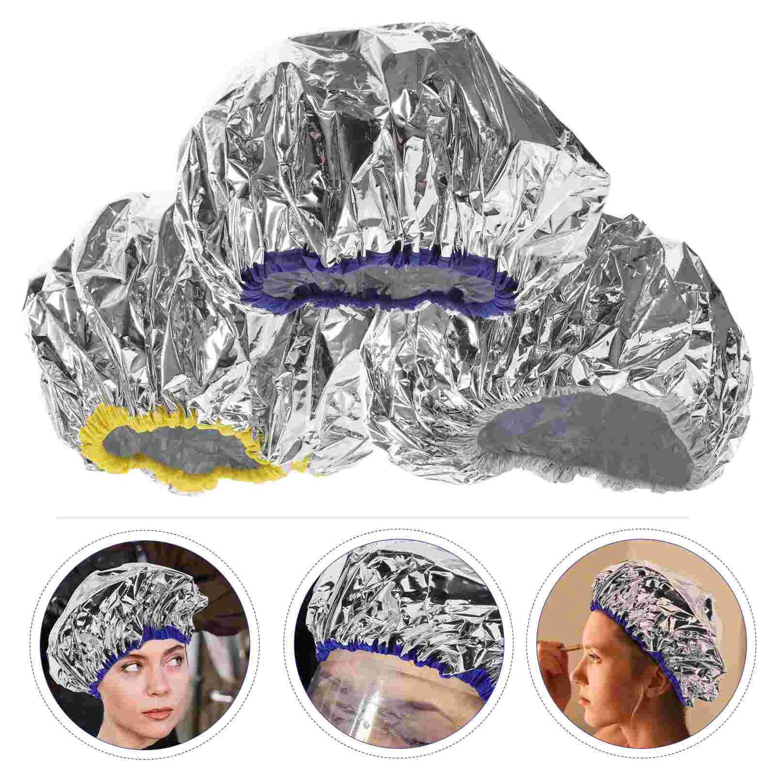 

3 pcs Hair Dye Cap Tin Foil Hair Cap Baking Oil Hair Caps Elastic Coloring Hair Caps