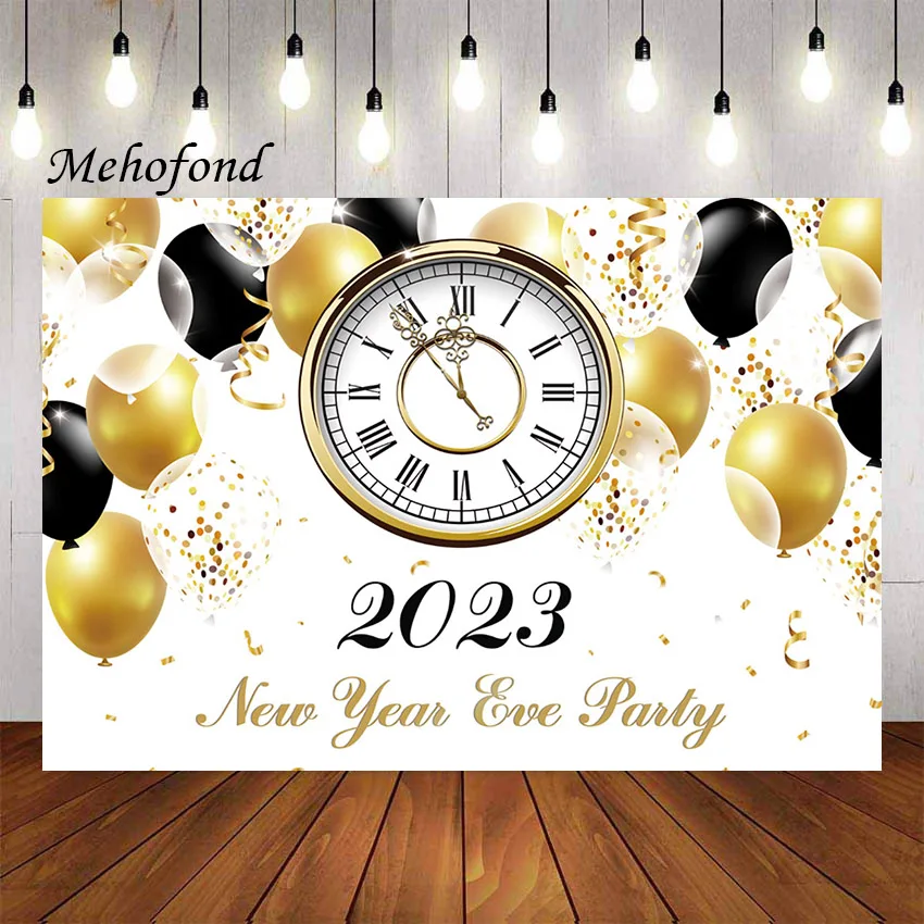 

Фон для фотосъемки Mehofond Рождественская ночь новый год 2023 часы воздушные шары Рождество праздник Фотостудия