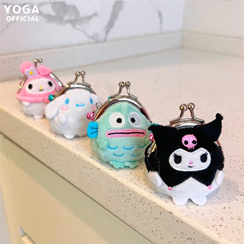 

New Sanrio Kuromi Hangyodon Cartoon Plush Filled Wallet Creative Bell Decoration Mini Storage Birthday Christmas Gift for Girls