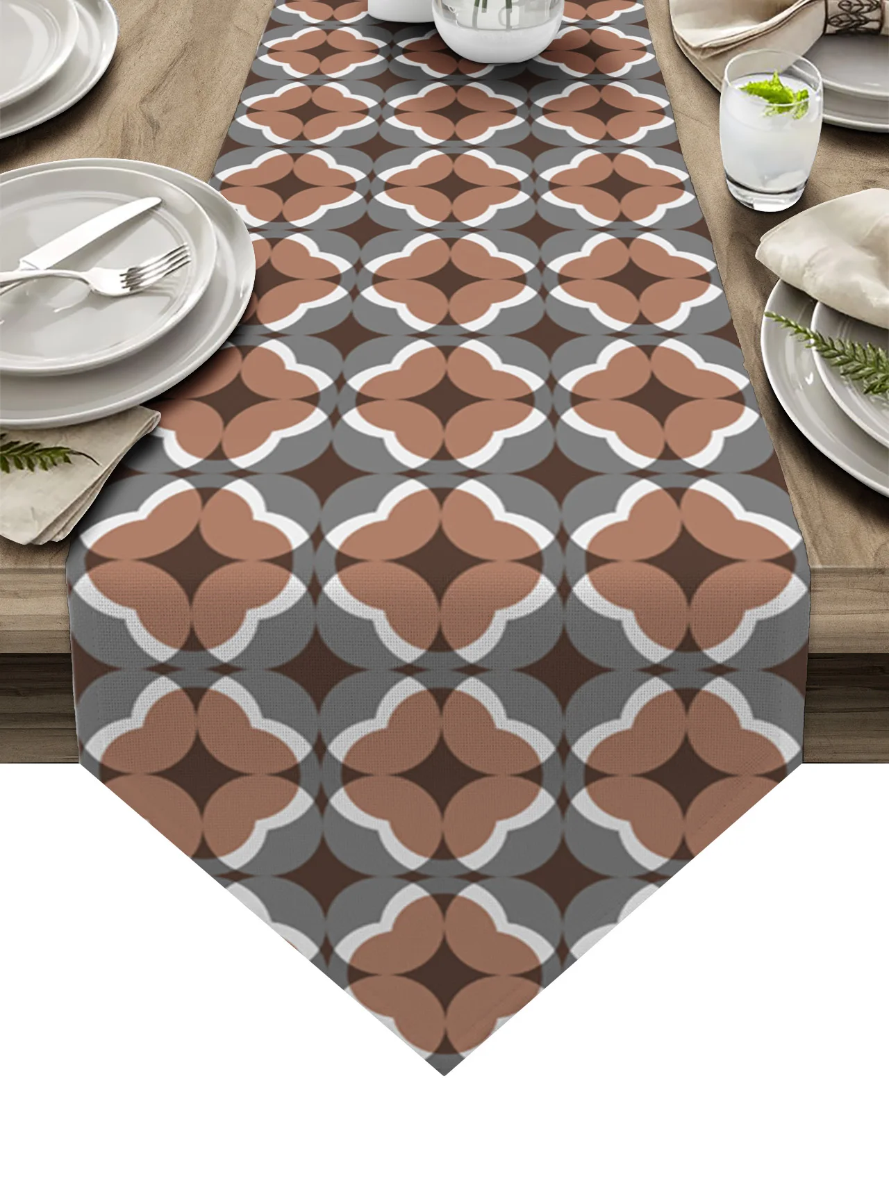 

Geometric Figures Texture Brown Table Runners Holiday Wedding Decor Dinning Table Cover Christmas Decorations Table Cloth