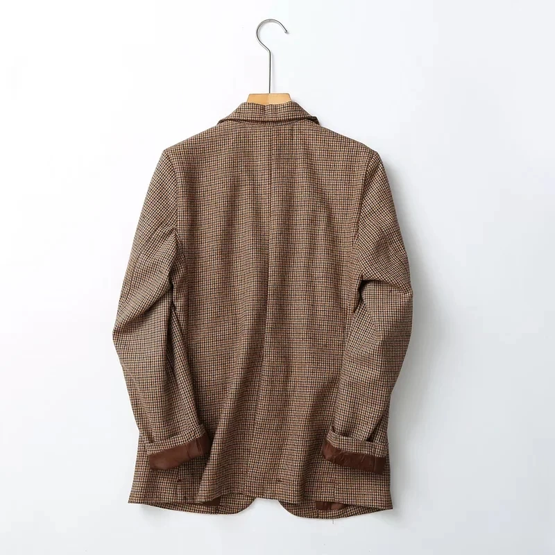 Maxdutti England Style High Street Vintage Plaid Single Breasted Fashion Blazers Casual Checked Office lady Blazers Women Tops