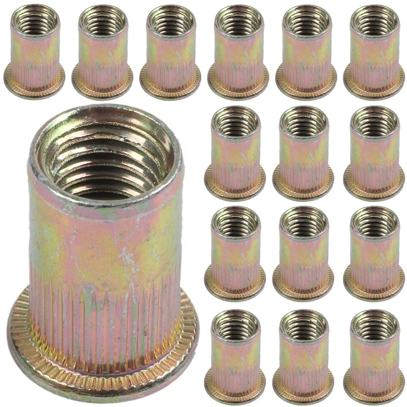 

40 Xpcs Flat Head Metric Steel M10 Blind Insert Rivet Nut Rivnut