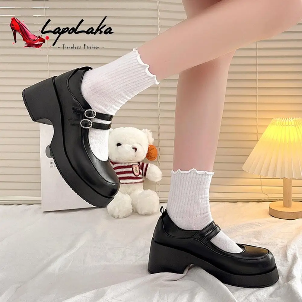 Spring Summer Women Pumps 2023 Korean Style Buckle Strap Mary Jean Shoes Sweet Cute Simply Ladies Pumps All-match Temperament