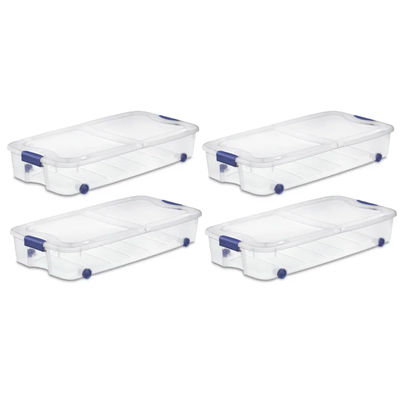 

Sterilite 66 Qt. Ultra™ Storage Box Plastic, Stadium Blue, Set of 4