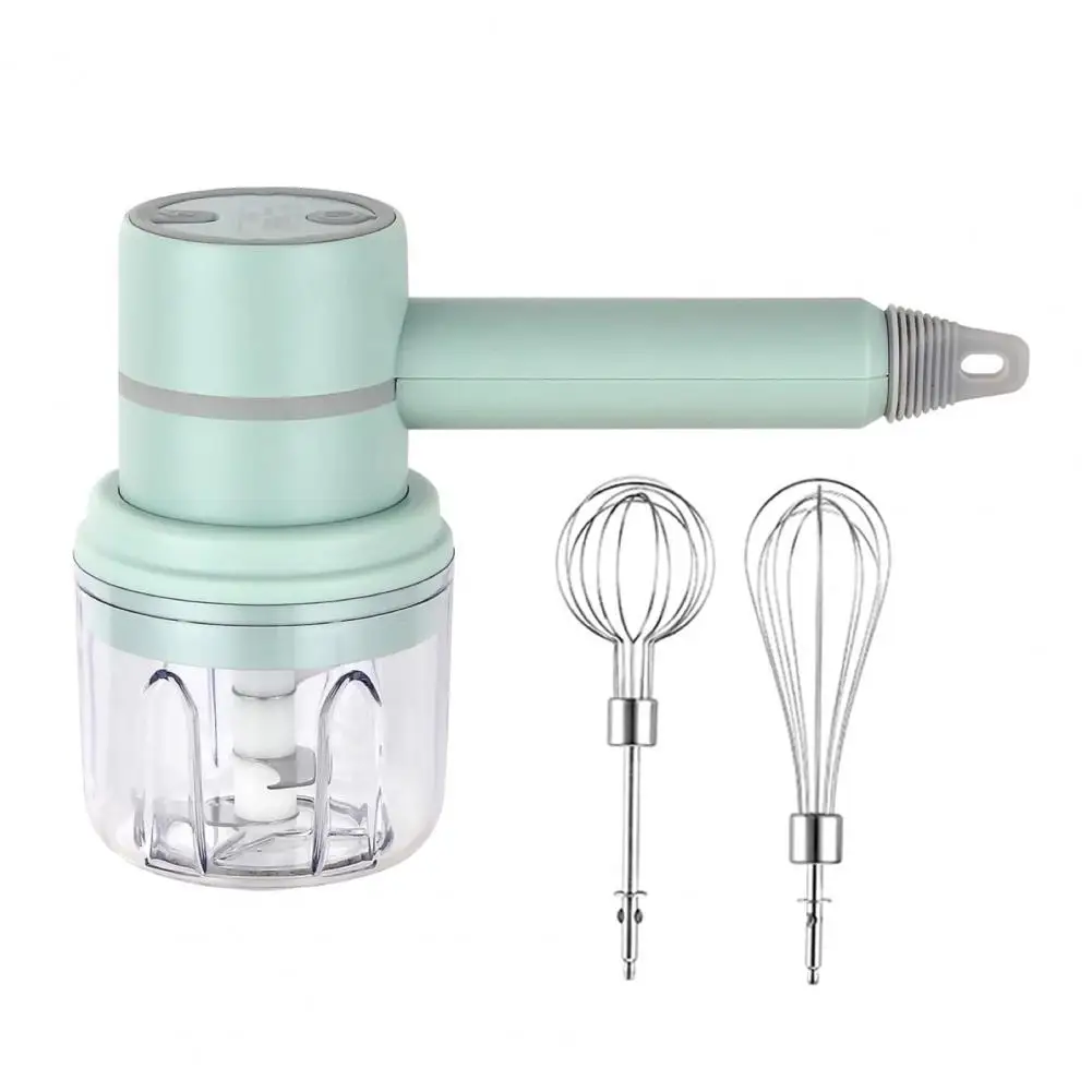 

1 Set Egg Whisk Mini Versatile Stainless Steel 3-Speed Adjustable Electric Whisk Blender Kitchen Tool