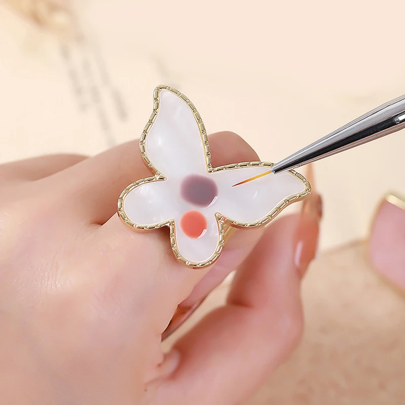 

Sdotter 1 Pc Butterfly Shape Nail Art Ring Palette Finger Ring Plate Acrylic Uv Gel Polish Cream Foundation Mixing Nail Art Equi
