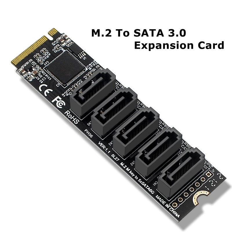 

PH56 M.2 TO SATA 3.0 Adapter Card Accessories 5 Ports SI-Pex40139 Expansion For SATA III 6GB/S M2 PCIe Computer Expansion JMB585