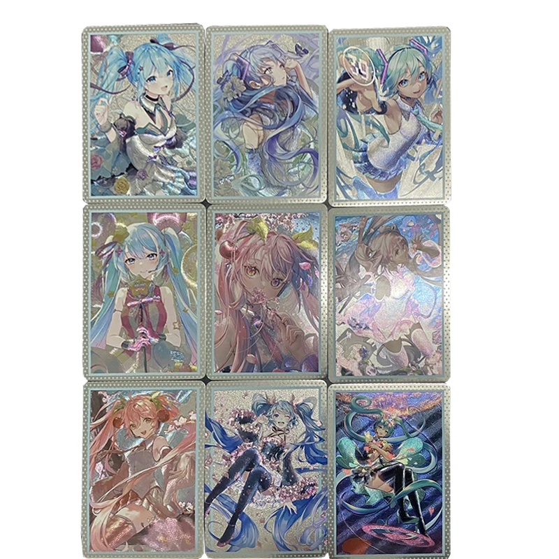 

9pcs/set Hatsune Miku 59X86mm Coarse Flash Cards ACG Sexy Kawaii Anime Game Collection Cards Gift Toys