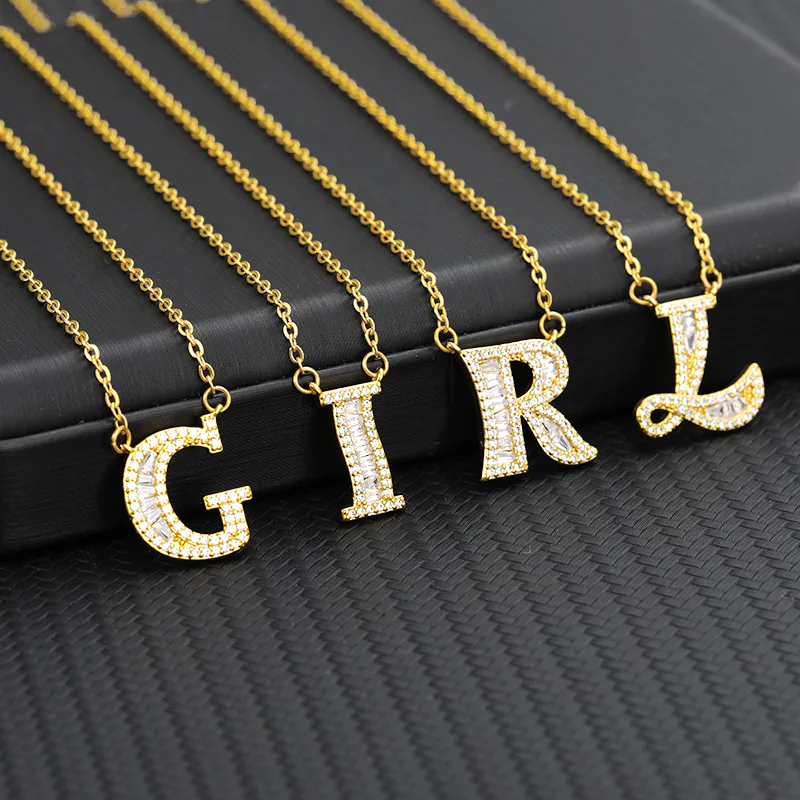 

CARLIDANA 26 English Letter Initial Pendant Necklace for Women Gold Plated Crystal Chain Choker Minimalist Valentine Bijoux Gift