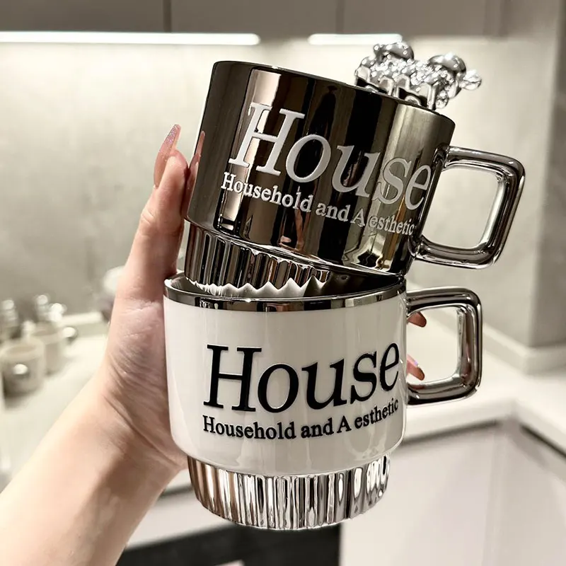 

Стандартная кружка, нордическая кофейная кружка высокого качества с ручкой-ложкой, чашка для питья воды, искусственная, сувенир