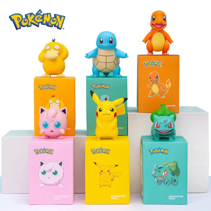 

6Pcs/Set Pokemon Sleep Pikachu Charmander Psyduck Squirtle Jigglypuff Eevee Bulbasaur box Anime Figures Toys Model Kawaii GIft