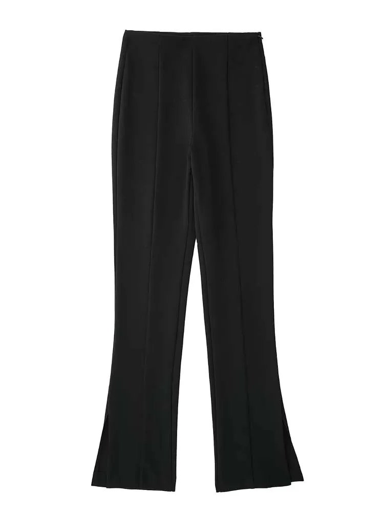 

Женские брюки KLKXMYT TRAF 2022, шикарные модные брюки-клеш для женщин, винтажные женские брюки до щиколотки с высокой талией и Боковым Разрезом