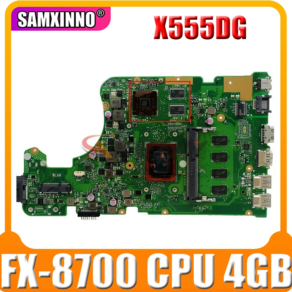 

Akemy For Asus X555YI X555D A555D X555Y X555DG notebook mainboard with FX-8700 CPU 4GB RAM X555DG laptop motherboard tested OK