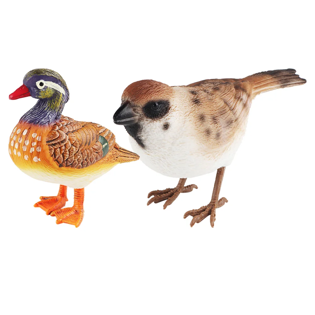 

2pcs Realistic Simulation Birds Models Desktop Bird Figurine Garden Small Birds Statues