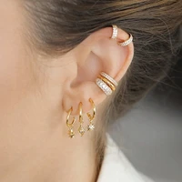 isueva 1 pc gold filled ear cuff for women zirconia fake piercing irregular womens clip earrings 2022 jewelry wholesale