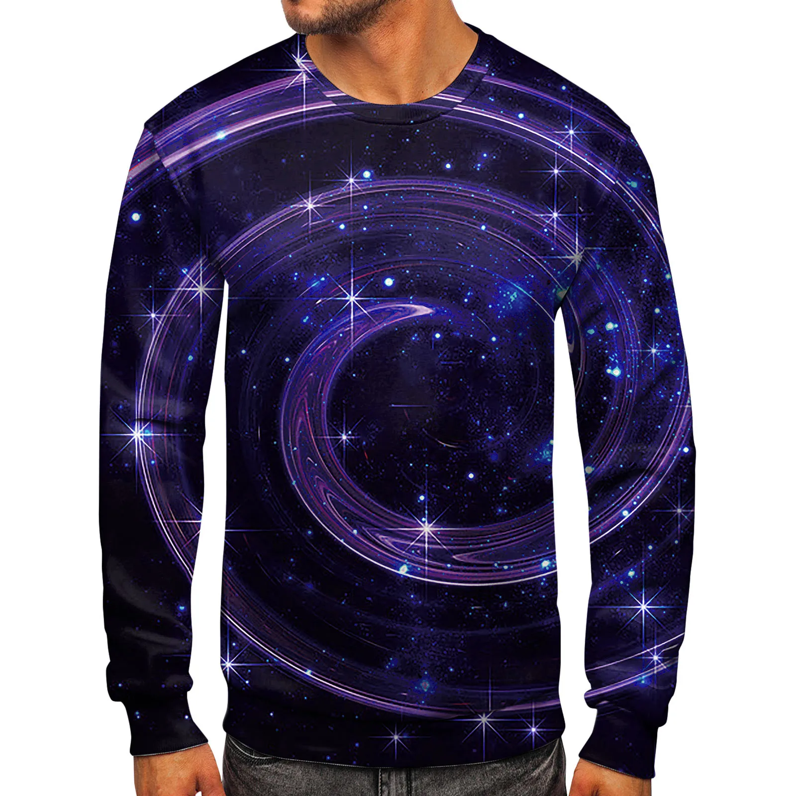 

Мужская повседневная осенне-зимняя блузка с длинным рукавом и круглым вырезом