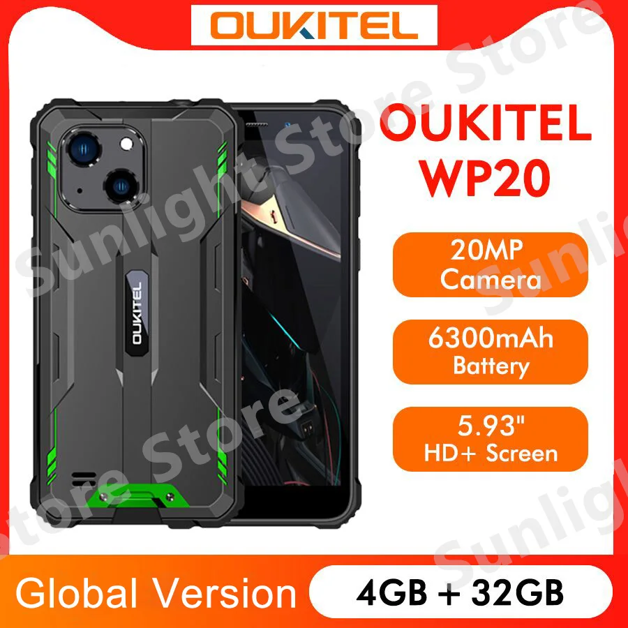 Смартфон глобальная версия Oukitel WP20 прочный 5 93 дюйма HD + 4 Гб 32 ГБ 6300 мА · ч Android 12