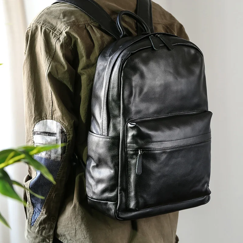 

AETOO Leather backpack men's large-capacity travel backpack top layer cowhide fashion business casual computer bag