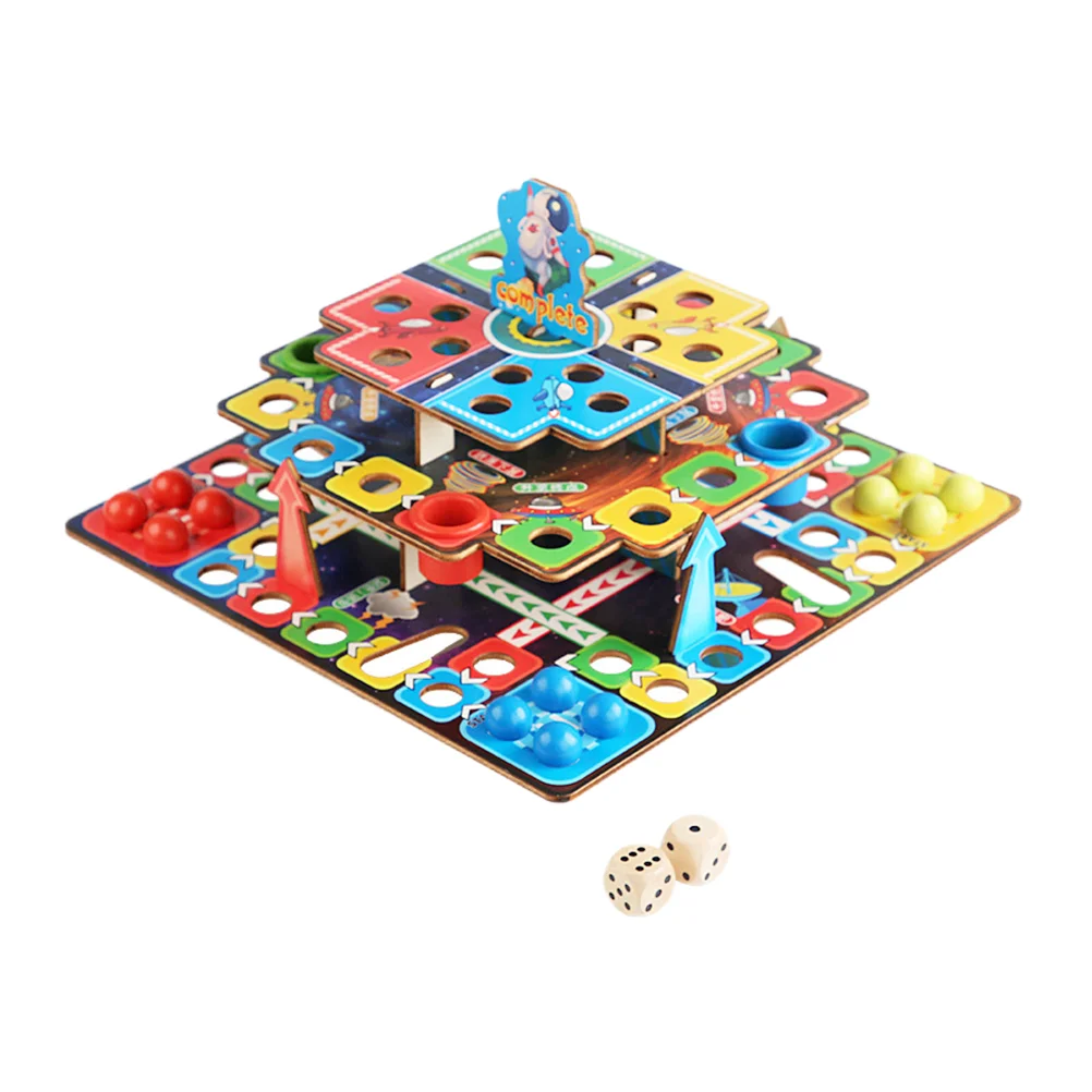 

Ludo Game Board Wooden Chessjumping Flying Set Travel Education Educational