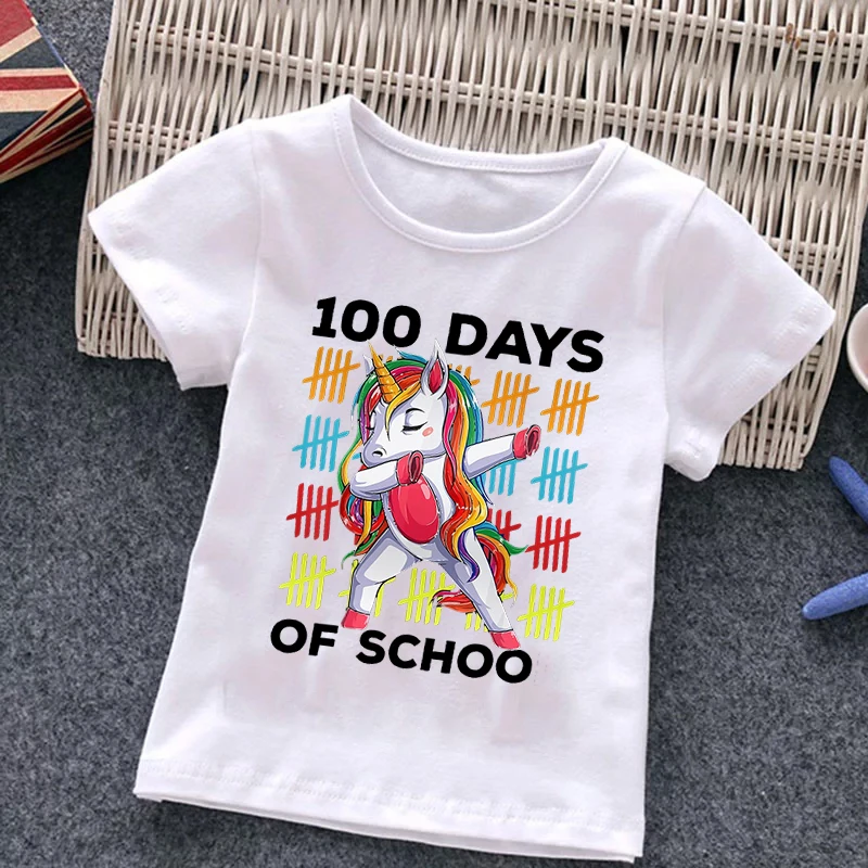 100 DAYS OF SHOO Boys Dinosaur T-shirts Cartoon Prin Girls Tees Children Tops Short-sleeve Clothes Autumn Kids Outfits,Drop Ship