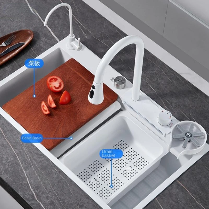 Белый цвет многофункциональные смесители для кухни Водопад с левым сливным