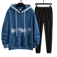 fashion color matching mens sweater set 2022 autumn and winter new mens casual sportswear set mens hoodie