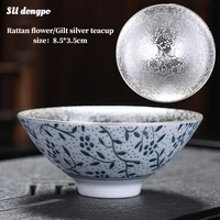 gilt silver single cup tea cup kung fu tea set ceramic master cup teacups silver tea bowl retro and fashion style cup gift