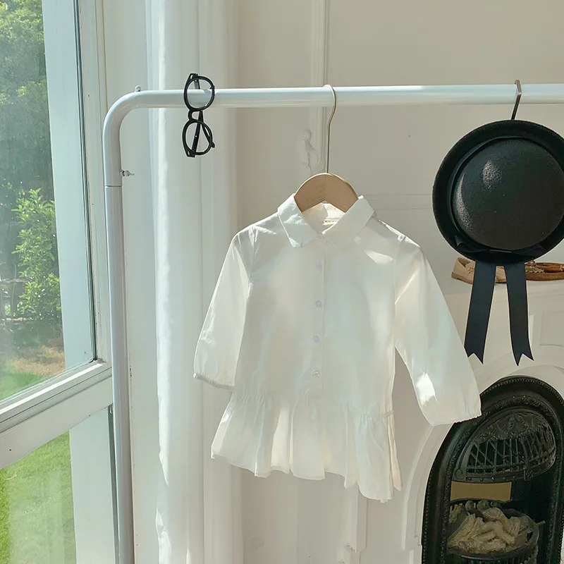 

Маленькая белая юбка для детского сада, платье для девочек, Новинка осени 2023, хлопковая ткань, дикая детская юбка с длинным рукавом, для улицы