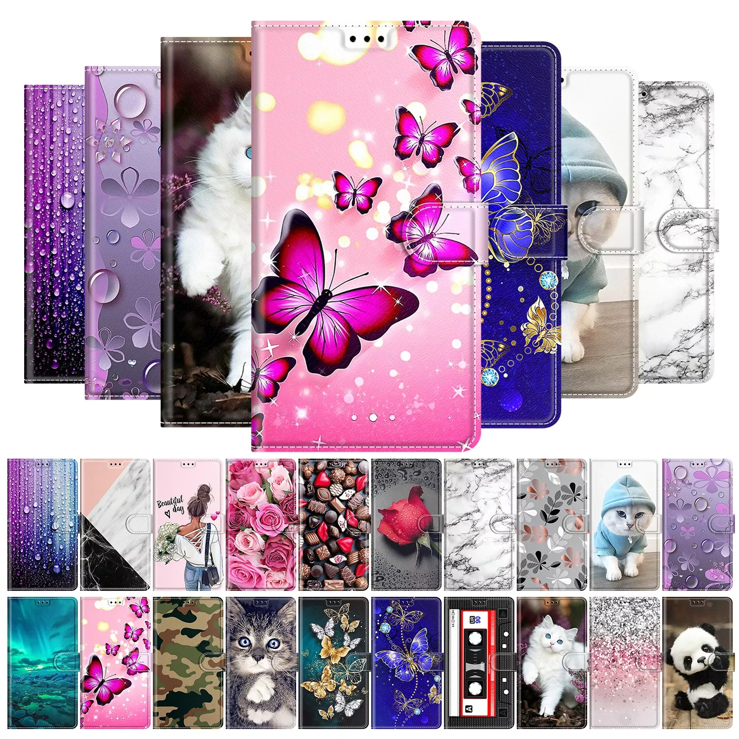 

Flip Leather Phone Case For iPhone 12 11 X XS XR 12 Pro Max 6 6S 7 8 Plus Book Style Wallet Stand Painted Case Cover Fundas Capa