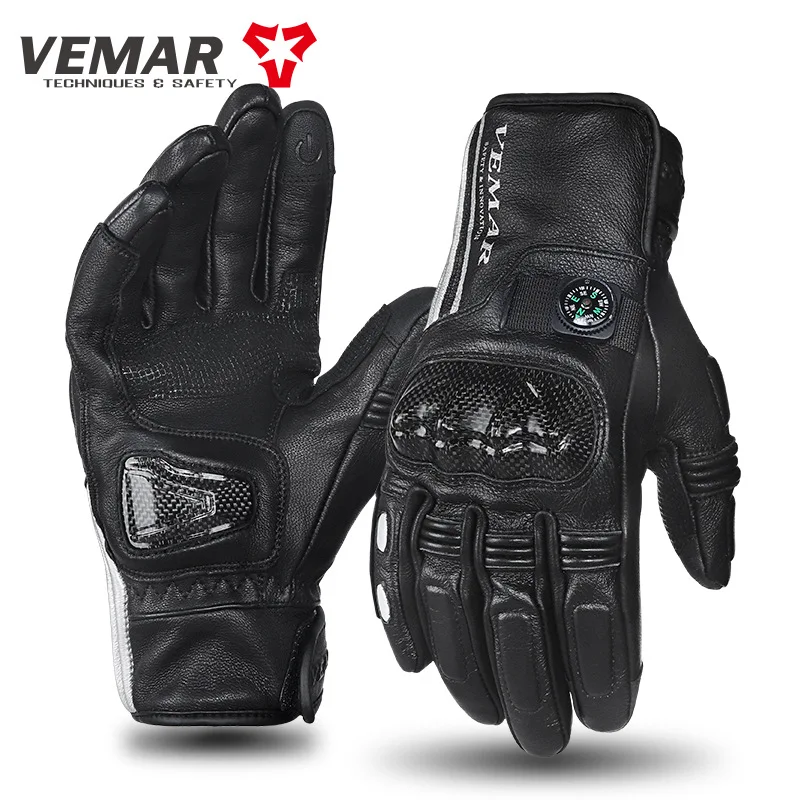 Cycling Gloves Man Glove Motorcycle  Leather Carbon Fiber Gloves Winter Breathable Winter Warm Windproof Cold Locomotive Rider