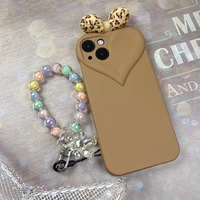 mobile phone lanyard handmade lanyard beaded bear pendant crystal beads bow pendant anti lost lanyard womens wrist chain lanyard