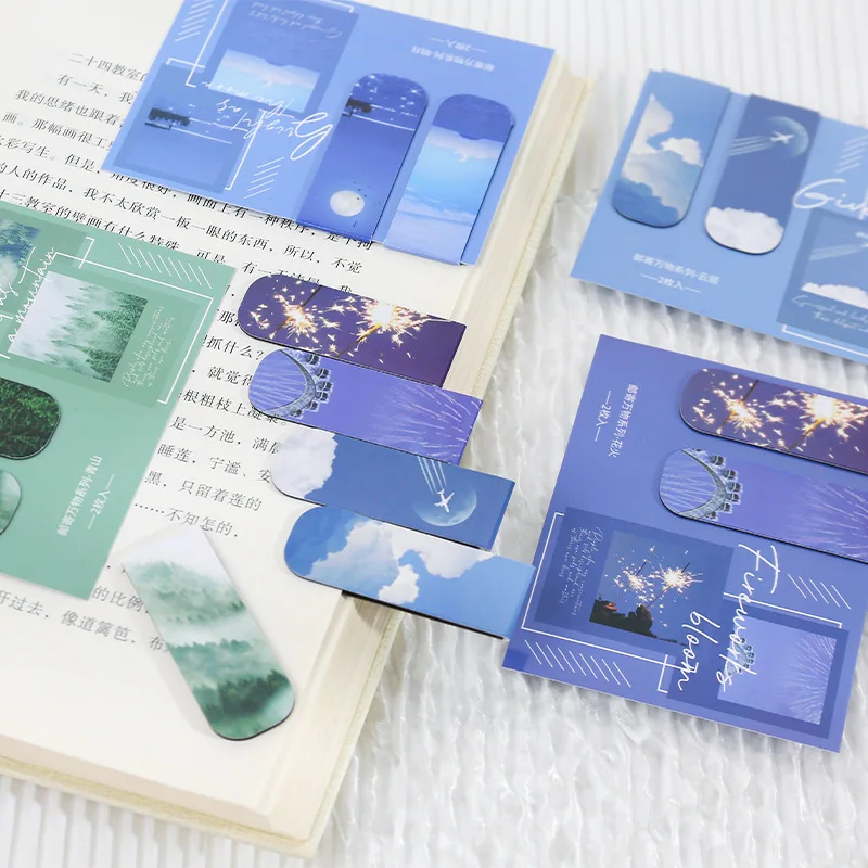 

MOHAMM 2 PCS Landscape Magnetic Waterproof Bookmark for Secondary Reading Page Markers Fridge Clips