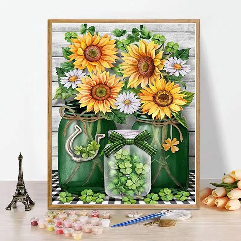 

GATYZTORY Painting By Number Sunflower In Bottle Drawing On Canvas Handpainted Art Gift Diy Pictures Flowers Kits Home Decor